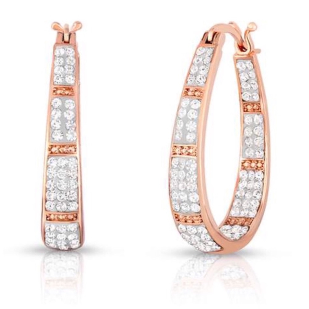NEW SWAROVSKI CRYSTAL INSIDE OUT ROSE GOLD HOOPS